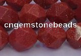 CGS454 15.5 inches 12mm faceted nuggets goldstone beads wholesale