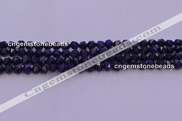 CGS456 15.5 inches 6mm faceted nuggets goldstone beads wholesale