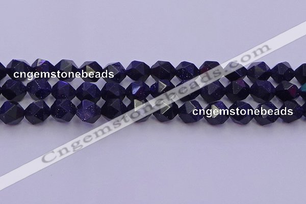 CGS458 15.5 inches 10mm faceted nuggets goldstone beads wholesale