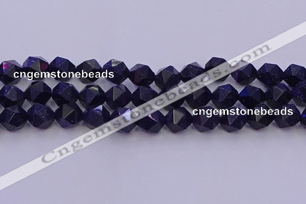 CGS459 15.5 inches 12mm faceted nuggets goldstone beads wholesale