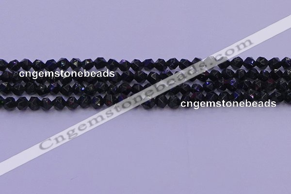 CGS461 15.5 inches 6mm faceted nuggets green goldstone beads