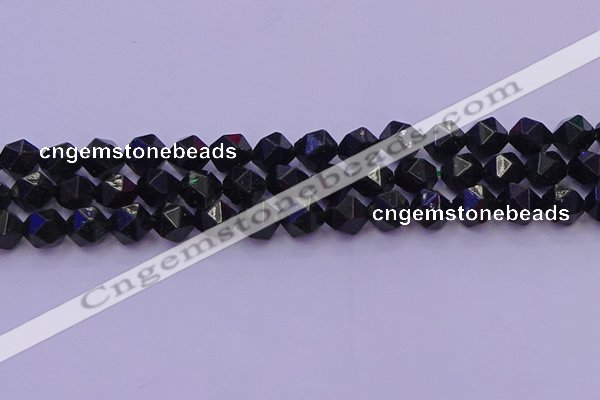 CGS463 15.5 inches 10mm faceted nuggets green goldstone beads