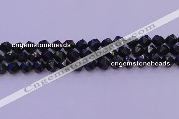 CGS463 15.5 inches 10mm faceted nuggets green goldstone beads