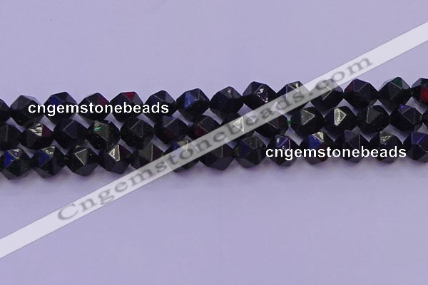 CGS464 15.5 inches 12mm faceted nuggets green goldstone beads