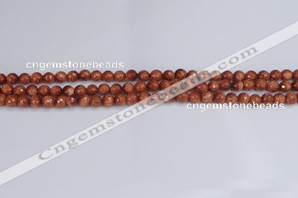 CGS470 15.5 inches 4mm faceted round goldstone beads wholesale