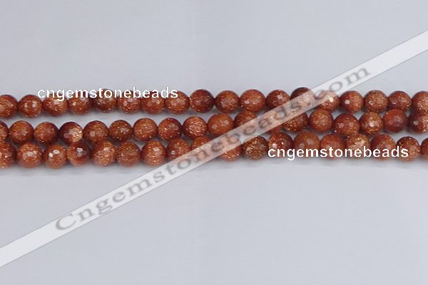 CGS472 15.5 inches 8mm faceted round goldstone beads wholesale