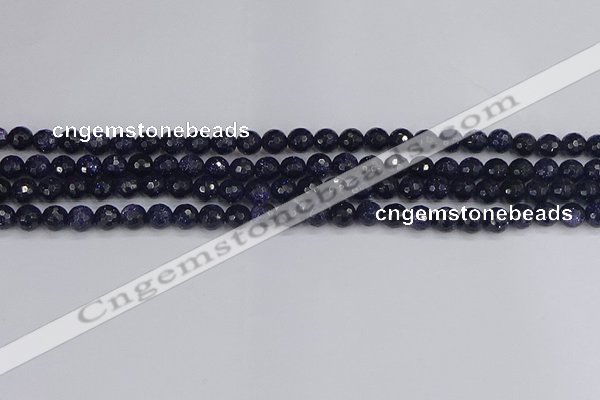 CGS478 15.5 inches 4mm faceted round blue goldstone beads