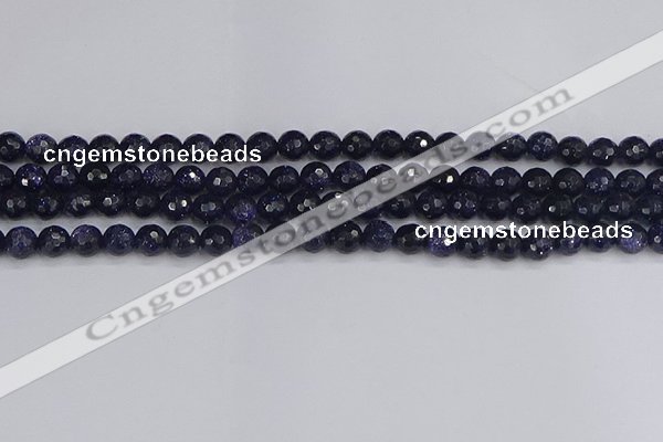 CGS479 15.5 inches 6mm faceted round blue goldstone beads