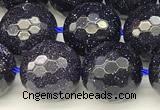 CGS496 15 inches 8mm faceted round blue goldstone beads