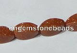 CGS74 15.5 inches 8*16mm twisted rice goldstone beads wholesale