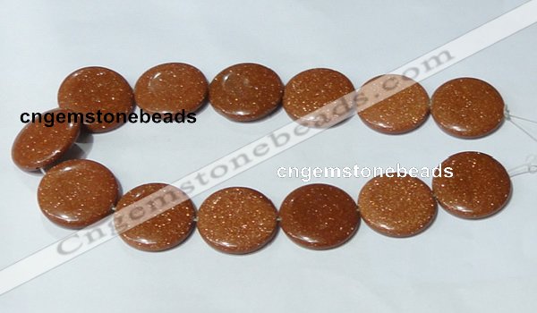 CGS78 15.5 inches 30mm coin goldstone beads wholesale