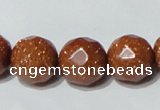 CGS89 15.5 inches 16mm faceted round goldstone beads wholesale