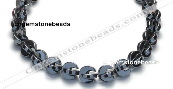 CHE10 16 inches 11mm curved moon shape hematite beads Wholesale