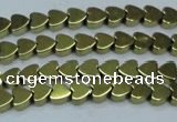 CHE1000 15.5 inches 6*6mm heart plated hematite beads wholesale