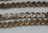 CHE1001 15.5 inches 6*6mm heart plated hematite beads wholesale