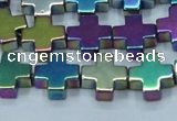 CHE1011 15.5 inches 10*10mm cross plated hematite beads wholesale