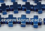 CHE1012 15.5 inches 10*10mm cross plated hematite beads wholesale