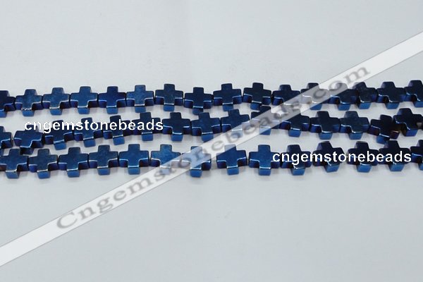 CHE1012 15.5 inches 10*10mm cross plated hematite beads wholesale