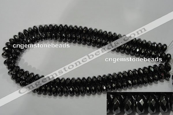 CHE105 15.5 inches 6*10mm faceted rondelle hematite beads wholesale