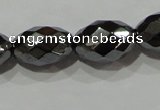 CHE145 15.5 inches 8*12mm faceted rice hematite beads wholesale