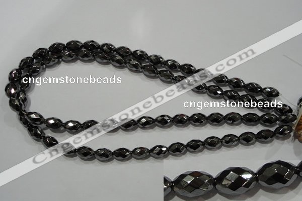 CHE145 15.5 inches 8*12mm faceted rice hematite beads wholesale