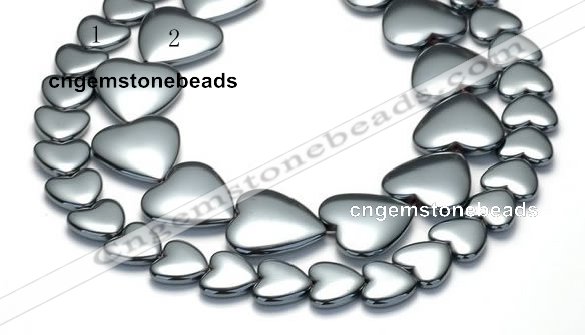 CHE16 16 inches 16mm & 25mm heart shape hematite beads Wholesale