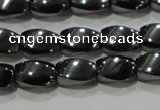 CHE160 15.5 inches 5*8mm twisted rice hematite beads