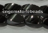 CHE161 15.5 inches 6*12mm twisted rice hematite beads