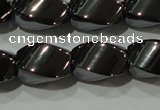 CHE163 15.5 inches 8*12mm twisted rice hematite beads