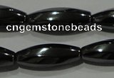 CHE168 15.5 inches 7*20mm faceted & twisted rice hematite beads