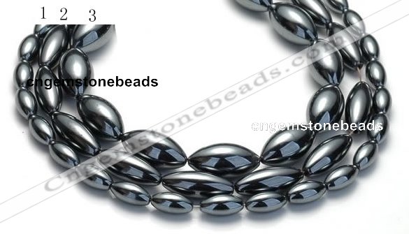 CHE20 16 inches 6*12mm & 8*20mm & 10*20mm rice hematite beads