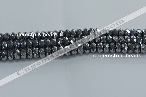 CHE2003 15.5 inches 6*10mm faceted rondelle hematite beads