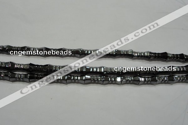 CHE208 15.5 inches 6*12mm bamboo hematite beads wholesale