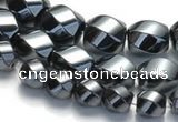 CHE22 16 inches twisted pebble shape hematite beads wholesale