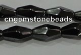 CHE220 15.5 inches 6*12mm faceted rice hematite beads wholesale