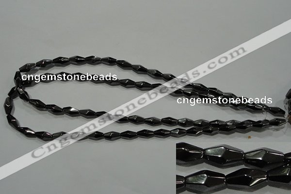 CHE220 15.5 inches 6*12mm faceted rice hematite beads wholesale