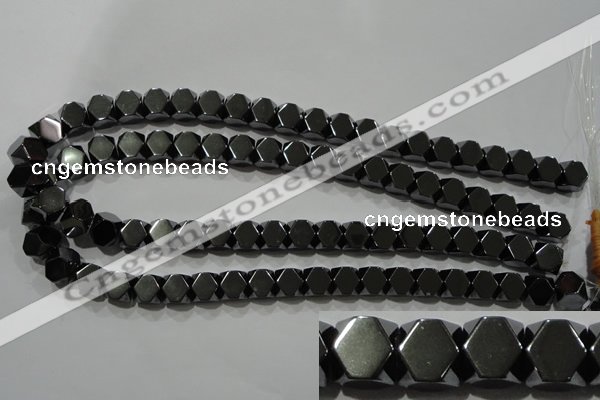 CHE224 15.5 inches 10*10mm faceted cube hematite beads wholesale