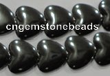 CHE260 15.5 inches 16*16mm heart hematite beads wholesale