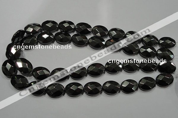 CHE284 15.5 inches 13*18mm faceted oval hematite beads wholesale