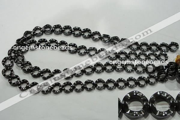 CHE304 15.5 inches 12mm donut hematite beads wholesale