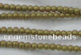 CHE419 15.5 inches 2mm round matte plated hematite beads wholesale