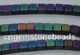 CHE445 15.5 inches 3*3mm cube matte plated hematite beads wholesale