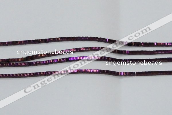 CHE563 15.5 inches 1*2*2mm square plated hematite beads wholesale