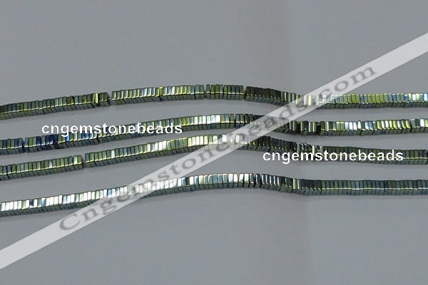 CHE572 15.5 inches 1*3*3mm square plated hematite beads wholesale