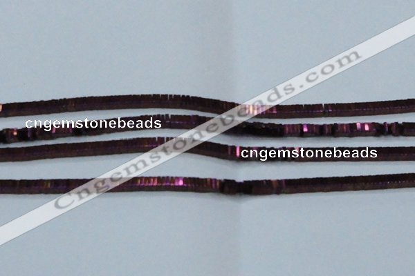 CHE573 15.5 inches 1*3*3mm square plated hematite beads wholesale