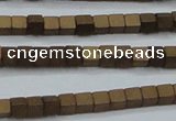 CHE609 15.5 inches 2*2mm cube matte plated hematite beads wholesale