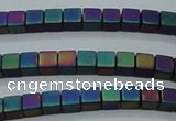 CHE613 15.5 inches 2*2mm cube matte plated hematite beads wholesale