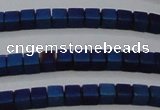 CHE614 15.5 inches 2*2mm cube matte plated hematite beads wholesale