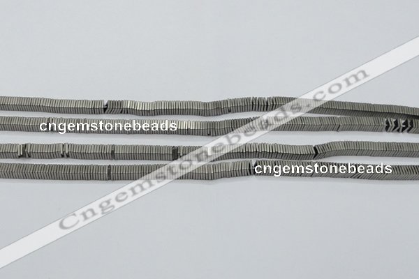 CHE618 15.5 inches 1*2*2mm square matte plated hematite beads