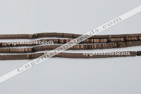 CHE620 15.5 inches 1*2*2mm square matte plated hematite beads